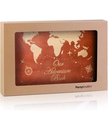 PartyKindom Wooden Adventure Scrapbook Album - Perfect Anniversary or Wedding Gift, 80 Pages with Photo Corner Stickers - Buy Online on GoSupps.com