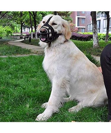 Jyhy Silicon Rubber Basket Muzzle for Dogs Soft Adjustable & Breathable Anti-Chewing Mask for Small to Medium Dogs (18-21cm) Black - Buy Online on GoSupps.com