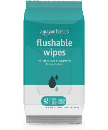 Amazon Basics Flushable Adult Toilet Wipes - Fragrance Free - 42 Count (Pack of 3) - 126 Wipes Total - Buy Online on GoSupps.com