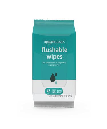 Amazon Basics Flushable Adult Toilet Wipes - Fragrance Free - 42 Count (Pack of 8) - 336 Wipes Total - Previously Solimo - Buy Online on GoSupps.com
