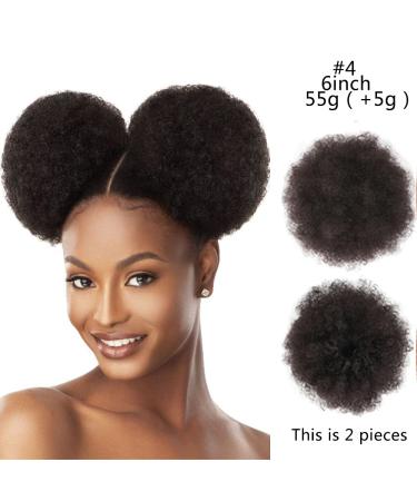 8-Inch Afro Puff Synthetic Hair Bun | Kinky Curly Drawstring Ponytail & Clip Extensions for Women - Color 4 - Buy Online on GoSupps.com