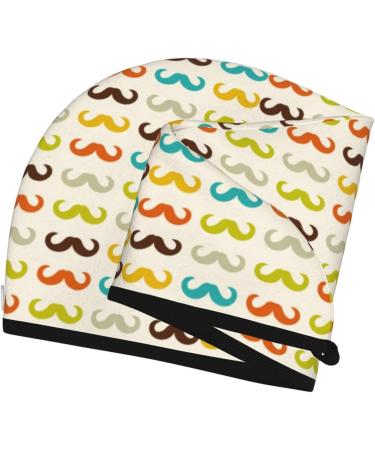 Shop High-Quality Hair Towel Wrap - Quick Drying Towel Turban with Button | Colorful Mustache Design - International Shipping - Buy Online on GoSupps.com