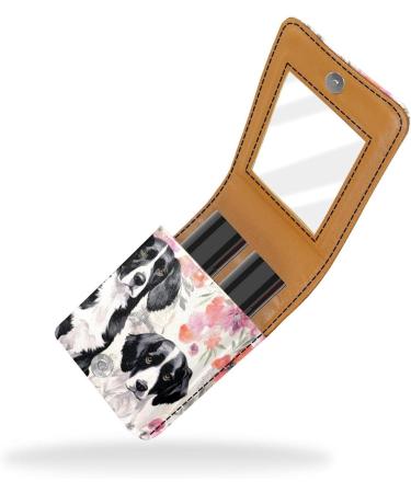 Stylish Leather Lipstick Case & Organizer with Mirror | Mini Lipstick Holder Bag - Floral Design in Dog Flower Pink - Buy Online on GoSupps.com