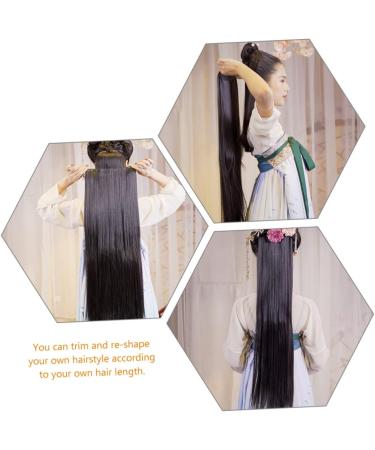 DOITOOL Hair Extension Wig Curly Hair Extensions Long Hair Extensions Synthetic Hair Extensions Natural Wig Black Wig Women Hair Extensions Miss High Temperature Wire Long Straight Hairpin 80X16CM Black - Buy Online on GoSupps.com