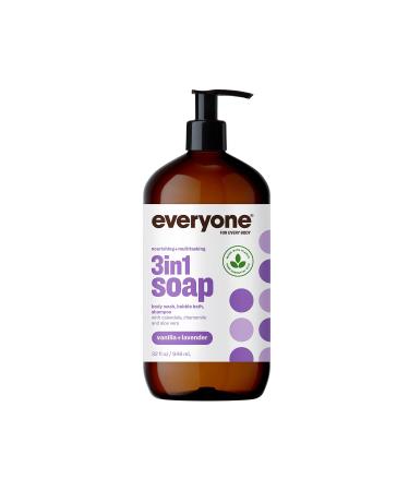 Everyone 3-in-1 Soap Body Wash Bubble Bath Shampoo 32 Ounce (Pack of 2) Vanilla and Lavender Coconut Cleanser with Organic Plant Extracts and Pure Essential Oils (Packaging May Vary) (Pallet) Vanilla and Lavender 8640