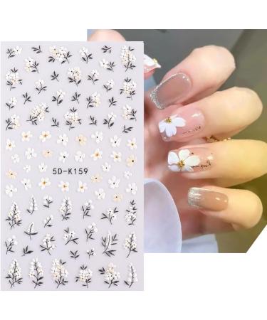 3 Sheets 5D Daisy Embossed Nail Stickers Decals Stereoscopic Flowers Leaf Nail Art Stickers Self-Adhesive Carving Design Nail Supplies Accessories for Women Girls DIY Nail Tips Design - Buy Online on GoSupps.com