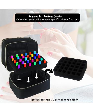 Boczif Double-Layer Nail Polish Storage Bag - Fits 30 Bottles - Adjustable Dividers - Nail Dryer Lamp Compartment - Manicure Organizer Case (Black) - Buy Online on GoSupps.com
