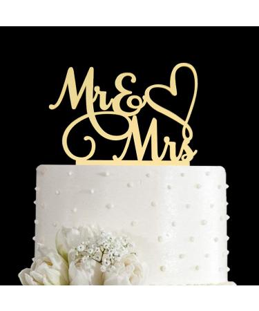 AMINJIE Mr and Mrs Cake Topper Bride and Groom Sign Wedding/Engagement Cake Toppers Decoration Mirror Gold Acrylic