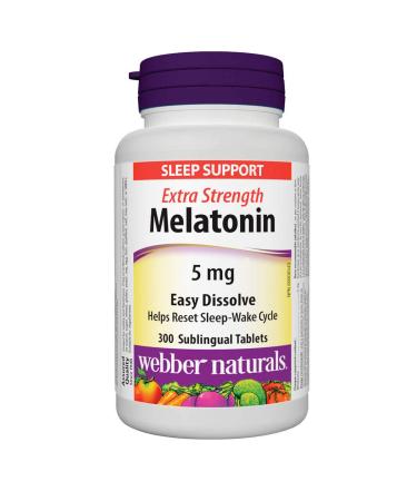 Webber Naturals Extra Strength Melatonin 5mg Easy Dissolve 300 Sublingual Tablets