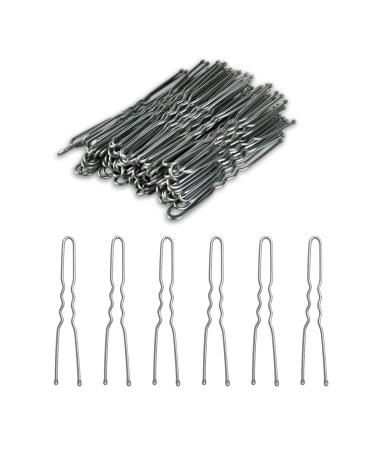 100 PCS Invisible Wave Hairgrip U Shaped Hair Pins Kit Large Heavy Duty Crinkled Hair Pins for Women and Ballet Bun with Box (2.4 in  Silver)