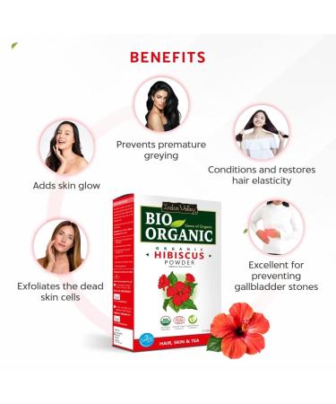 Indus Valley Natural Organic Hibiscus Herb Powder - Premium Quality for Health & Wellness - Buy Online on GoSupps.com