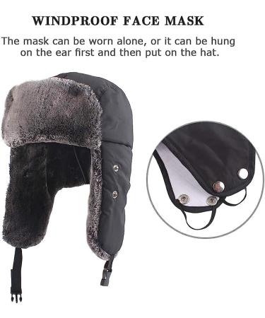 Winter Trapper Hat Kids Black-Adult | Windproof Ski Cap with Ear Flaps for Outdoor Activities - Buy Online on GoSupps.com