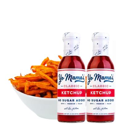 Keto Classic Ketchup by Yo Mama's Foods Pack of (2) - No Sugar Added Low Carb Vegan Gluten Free Paleo Friendly and Made with Whole Non-GMO Tomatoes! Classic Ketchup 397 g (Pack of 2)