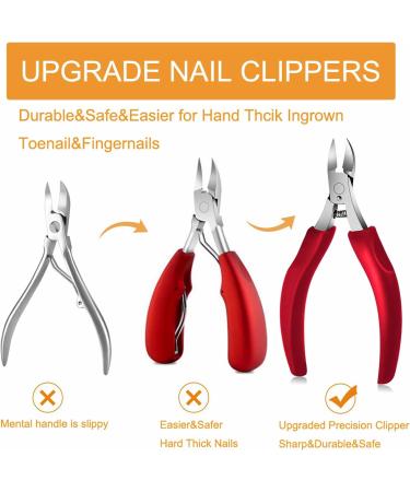 Professional Toenail Clippers Set Nail Clippers for Thickness and Ingrown Hard Toenails Stainless Steel Pedicure Clippers Nail File and Toenail Scissors Set Bag - Buy Online on GoSupps.com