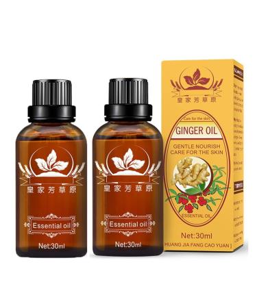 2 Pack Ginger Oil for Lymphatic Drainage Vamotto Ginger Essential Oil for Swelling and Pain Skin Body Massage Ginger Massage Oil Essential SPA Ginger Essential Oils Ginger Body Oil 30ML/Bottle
