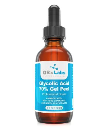 Glycolic Acid 70% Gel Peel with Chamomile and Green Tea Extracts - Professional Grade Chemical Face Peel for Acne Scars, Collagen Boost, Wrinkles, Fine Lines - Alpha Hydroxy Acid - 1 Bottle of 1 fl oz