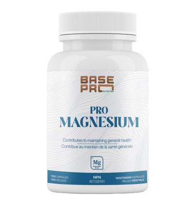 Magnesium | PRO Magnesium - 120 count | Base Pro Nutrition | 120 Vegetarian Capsules | Magnesium Bisglycinate 180mg per capsule | Magnesium Capsules |