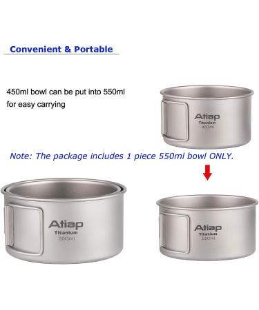 ATiAP Titanium Bowl Pot with Foldable Handle - 550ML Single-Wall Cooking Tableware for Outdoor Camping, Hiking, and Picnic - Buy Online on GoSupps.com