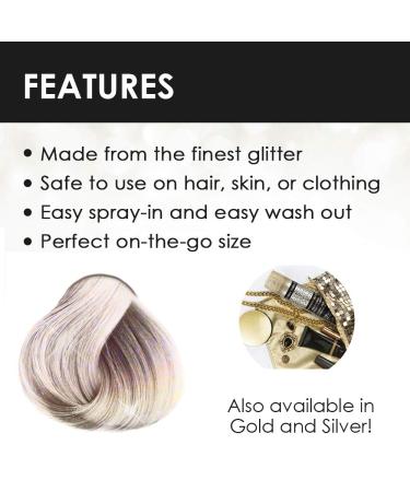 Jerome Russell Temporary Hair & Body Glitter Spray - Travel Size Lightweight Shimmery Glow for Hair Skin & Clothing - 2.2 oz Multi-Color Pack - Buy Online on GoSupps.com