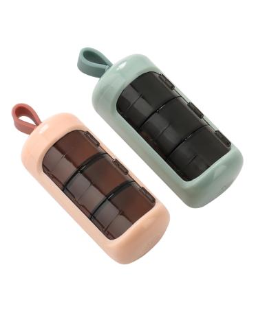 Tablet box Pill dose Pill dose Small for on the go pill box for vitamins good tight power maintaining medical properties.(Fresh green+cherry blossom powder)