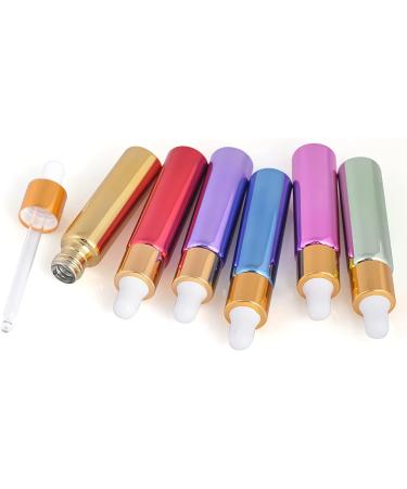 TIANZD 6 Pack 10ml Chrome Blue Dropper Bottles with Glass Pipette - Ideal for Essential Oils & Perfume - Gold Screw Cap - Buy Online on GoSupps.com
