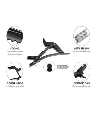 12 Pack Black Alligator Hair Clips - Non Slip Professional Hair Claws for Women - Styling Clips for Hair - Plastic Gator Clips - Buy Online on GoSupps.com