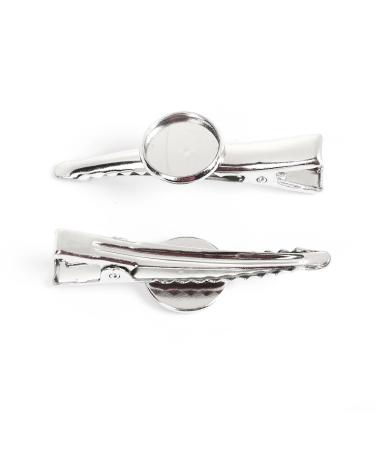 JGFinds Silver Tone Barrette Hair Clips with Cabochon Setting for DIY Crafts & Accessories 20 Pack for Arts & Crafts