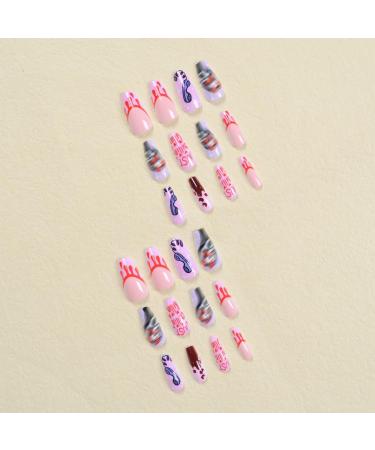 Shop Cute Halloween Press on Nails - Medium Coffin Style Blood Design Ghost Accent - 24Pcs Glossy Acrylic Stick-on Nails for Women - Buy Online on GoSupps.com