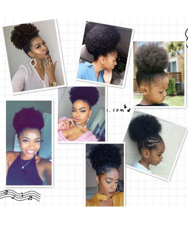 High Puff Afro Curly Wig Ponytail - 8 Inch Short Kinky Clip In Bun | Synthetic Hair 1B - International Shipping Available - Buy Online on GoSupps.com