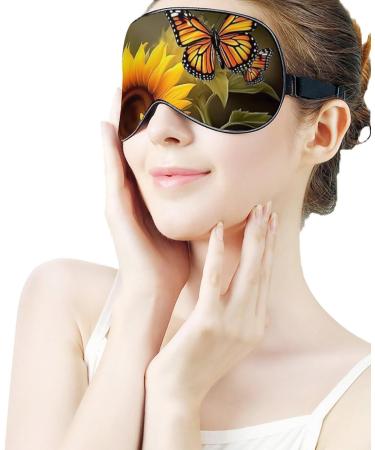 Sunflower Butterfly Sleep Eye Mask with Elastic Strap for Women Men - Perfect for Sleep, Travel, and Nap - Buy Online on GoSupps.com