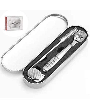 Stainless Steel Foot Scraper Set - Callus Shaver & Hard Skin Remover Pedicure Kit with 10 Replacement Blades - Buy Online on GoSupps.com