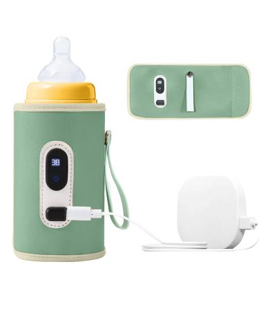 Portable Baby Bottle Warmer Bag- USB Bottle Warmer Baby Travel 5 Gears Adjustable Bottle Warmer Bottles for Milk and Food(Green)