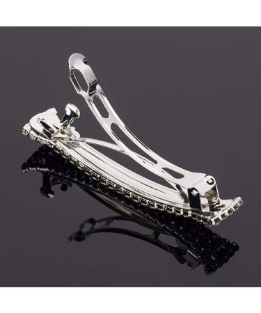 Rhinestone Crystal Hair Barrette Set - 2 Pack Sparkling Hair Clips for Girls and Women - 2.75 Silver - Hair Accessories - Buy Online on GoSupps.com