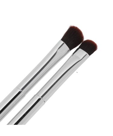 Soft Hair Double Ended Eyeshadow Brush Set - Silver 2pcs for Women Makeup Artists | Premium Eyelid Cosmetic Tools - Buy Online on GoSupps.com