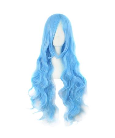 MapofBeauty 32" Long Hair Spiral Curly Cosplay Costume Wig (Azure Blue) - Buy Online on GoSupps.com