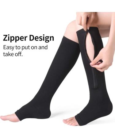 Zmerch Knee Sock Compression Stockings for Varicose Veins - Sports Pressure & Leg Support (Black/White L) - Buy Online on GoSupps.com
