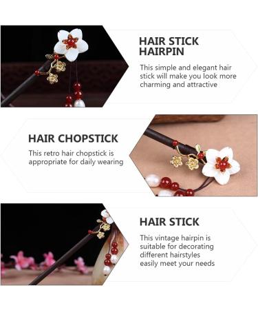 LALAFINA Hanfu Hairpin Wood Metal Hair Clip Hair Sticks Pearl Flower Hair Stick Crystal Hair Clips Vintage Hair Stick Hairpin Wedding Headpiece Shell Flower Women's Ebony Hair up - Buy Online on GoSupps.com