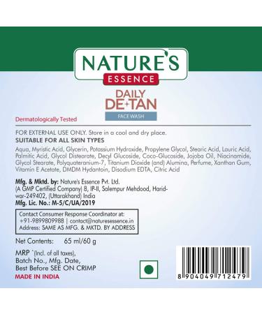 Nature's Essence Daily De-Tan Face Wash - 65ml | Best De-Tanning Cleansing Solution for Glowing Skin - International Shipping Available - Buy Online on GoSupps.com