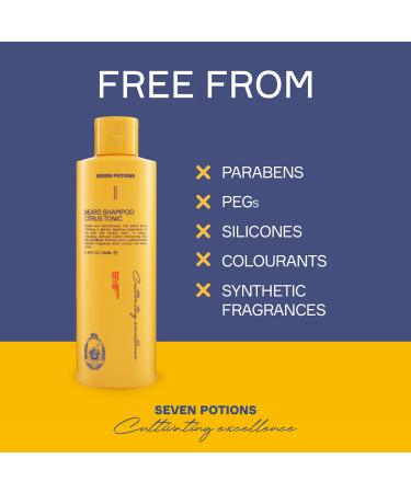 Seven Potation Bartshampoo for Men - Natural Vegan Beard Shampoo Bar | Gentle Clean Itch-Free Citrus Tonic (250ml) - Eco-Friendly Cruelty-Free - Buy Online on GoSupps.com