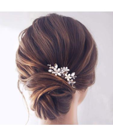 Jakawin Bride Wedding Pearl Hair Pins Bridal Hair Accessories Silver Hair Piece for Women and Girls HP065 (Silver) Free size