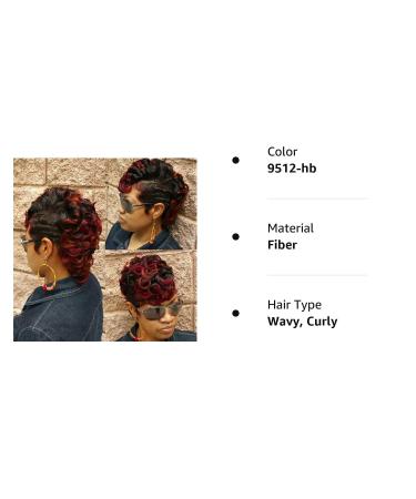 Short Black Burgundy Curly Wig for Black Women - Naseily 2 Tone Synthetic Short Hair Wig - Buy Online on GoSupps.com