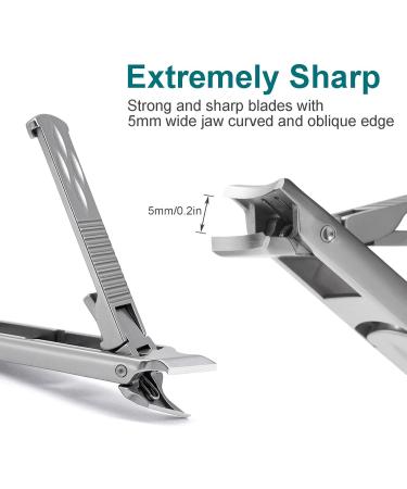 VOGARB Portable Nail Clippers for Thick Nails Ultra Thin Foldable Wide Jaw Opening Cutter with Safety Lock Double Head Curved and Bevel Trimmer for Toenail Fingernail Travel Design (Silver) - Buy Online on GoSupps.com
