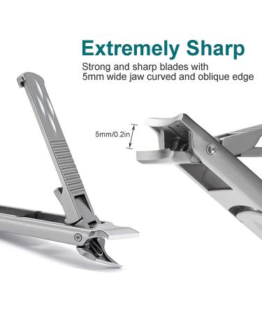 VOGARB Portable Nail Clippers for Thick Nails - Wide Jaw Opening Cutter with File - Travel Toenail & Fingernail Trimmer - Silver - Buy Online on GoSupps.com