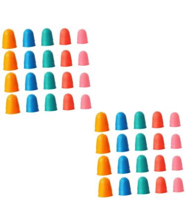 FRCOLOR 40 Pcs Silicone Finger Cot Finger Cover Finger Caps Thumb Caps Finger Protector Finger Support Wear Resistant Finger Cots Thumb Protector Finger Sleeves Assorted Colorx2pcs 2.4X1.9cmx2pcs