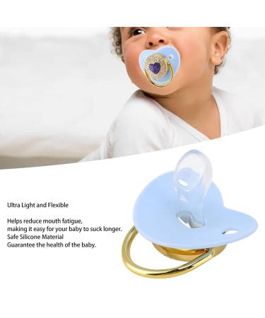 Heart-Shaped Silicone Baby Pacifier - Rhinestone Infant Soothing Toy for Newborns 6-18 Months - Ideal Breastfeeding Gift (Blue) - Buy Online on GoSupps.com