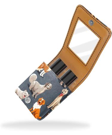 Travel Lipstick Organizer Case | Portable Makeup Bag with Mirror | Dog-Themed Makeup Storage - Buy Online on GoSupps.com