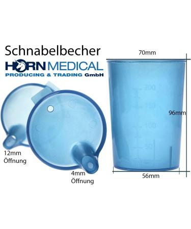 Horn Medical 3 Sack 250ml Beak Cup Set - Adult Drinking Aid with Two Lids (Large & Small) - Color Selectable (Blue) - Buy Online on GoSupps.com