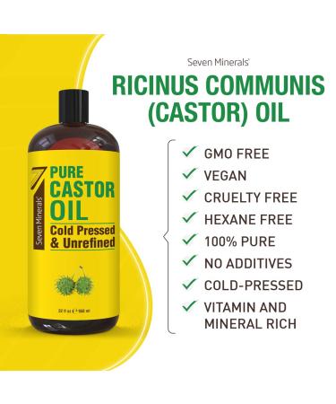 Organic 100% Pure Castor Oil | 32 fl oz Bottle | Cold Pressed & Hexane Free | Hair Growth, Thick Eyelashes & Eyebrows, Skin Healing | Joint & Muscle Pain Relief | Hair Care | (1 Pack) - Buy Online on GoSupps.com