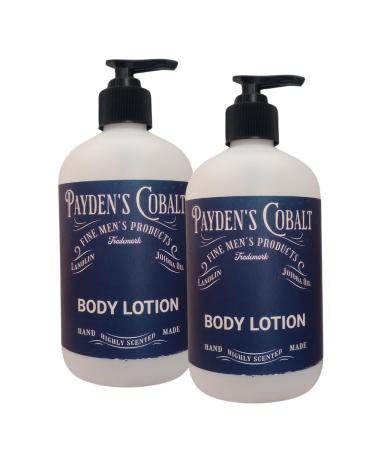 Payden's Cobalt Mandarin Oak For Men Scented Luxury Body Lotion with Lanolin and Jojoba Oil 12 Oz (2 Pack)