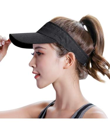 Adjustable Mesh Sun Visor Hat for Men and Women - Black | Ideal for Sports, Tennis, Golf, Running - Buy Online on GoSupps.com